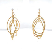 14kt Yellow Gold Diamond Cut Oval Dangle Earrings