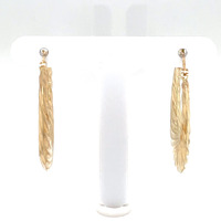 14kt Yellow Gold Puffed Swirl Hoop Earrings