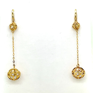  14kt Yellow Gold Fashion Dangle Earrings W/CZ