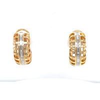  14kt Yellow Gold 19.50g Fancy Earrings W/Diamonds, .75"