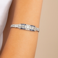 Platinum Vintage Art Deco Sapphire and Diamond Bracelet