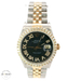 Rolex Two-Tone Datejust Watch with Diamond Bezel, 36mm, featuring a Black Roman 