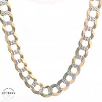 14k Two-Tone Diamond Cut Curb Link Chain