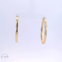 14K Yellow Gold Oval Hoop Earrings 