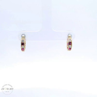  14k Red and White Huggies Earrings