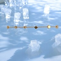 14Kt Cable Link w/12 cubes Bracelet