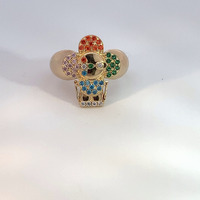 14K Yellow Gold Fashion Multicolor CZ Ring