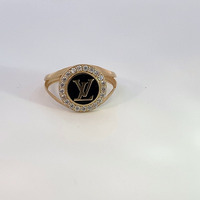 14Kt Yellow Gold 'LV' Ring w/ CZ
