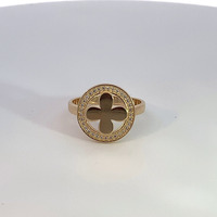 14K Yellow Gold Fashion Symbol Ring w/CZ