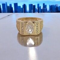 14Kt Clear CZ Signet Ring