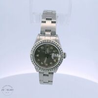 Ladies Stainless Steel Rolex-Date 26MM, With a Diamond Bezel  