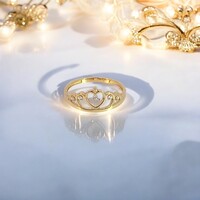 14Kt Crown Hearts Ring