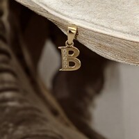 14Kt Letter "B" w/CZ Pendant