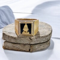 14Kt Religious Onyx Signet Ring