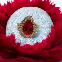 14Kt CZ Red & Clear Statement Ring