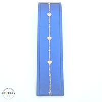 14KT Beaded Heart Bracelet Tricolor 7.5 Inches