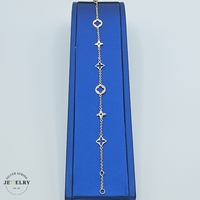 14KT Cable Link Clover Yellow Gold 7.5 Inches