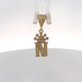  14Kt CZ Letter "N" w/ Crown Pendant