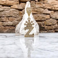  14Kt Letter "Z" w/Crown CZ Pendant