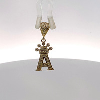 14K Cz Letter "A" w/ Crown Pendant 