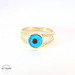 14KT Blue Evil Eye Fancy Ring Yellow Gold, Size 7