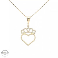 14KT Crown Heart Pendant Yellow Gold (CHAIN IS NOT INCLUDED)