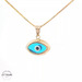 14KT Blue Evil Eye Pendant Yellow Gold 14mm (CHAIN IS NOT INCLUDED)