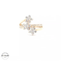 14KT Bypass Flower Yellow Gold Ring, Size 7