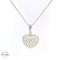 14KT Domed Heart White Gold Pendant (CHAIN IS NOT INCLUDED)