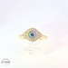  14KT Blue Evil Eye Fancy Ring Yellow Gold, Size 8 1/4