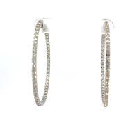 14k White Gold Inside Out Diamond Hoops, 3.12ct H SI1