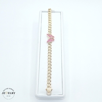  14KT Hollow Cuban Link Butterfly Bracelet Yellow Gold 7.5 Inches