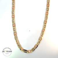  14k Yellow Gold Tri-Color Valentino Chain