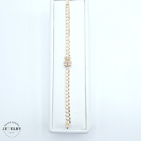  14KT Bear Curb Link Bracelet 7 Inches Two Tone