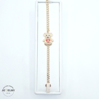  14KT Hollow Cuban Link Bear Bracelet Yellow Gold 7.5 Inches