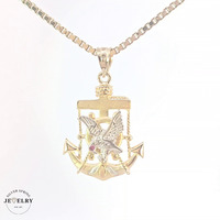  14KT Anchor & Eagle Pendant Two Tone , 20mm (CHAIN IS NOT INCLUDED)