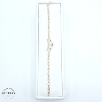  14KT Quinceañera Heart Link Bracelet Yellow Gold 6.5 Inches 