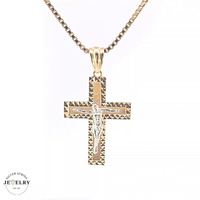  14KT Diamond Cut Crucifix, Two Tone, 6mm (CHAIN IS NOT INCLUDED)