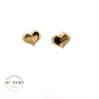 14k Yellow Gold Heart Shaped Stud Earrings