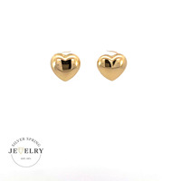 14k Yellow Gold Heart Shaped Stud Earrings