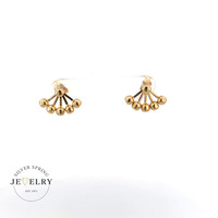 14k Yellow Gold Multi-Bead Stud Earrings