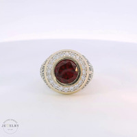 14k Yellow Gold Red Gemstone Signet Ring