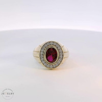 14k Yellow Gold Red Gemstone Signet Ring