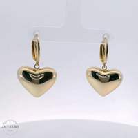 14k Yellow Gold Heart Shaped Leaver Back Earrings