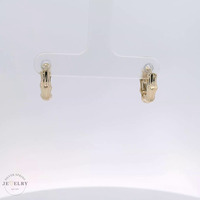 14k Yellow Gold Bamboo Huggie Earrings