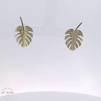 14k Yellow Gold Leaf Stud Earrings