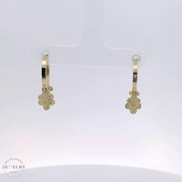 14k Yellow Gold Clover Huggie Earrings