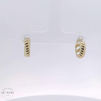 14k Yellow Gold Twisted Rope Huggie Earrings