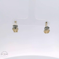 14k Yellow Gold Fishbone Huggie Earrings