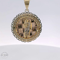 14k Yellow Gold Religious Tri-Color Pendant 